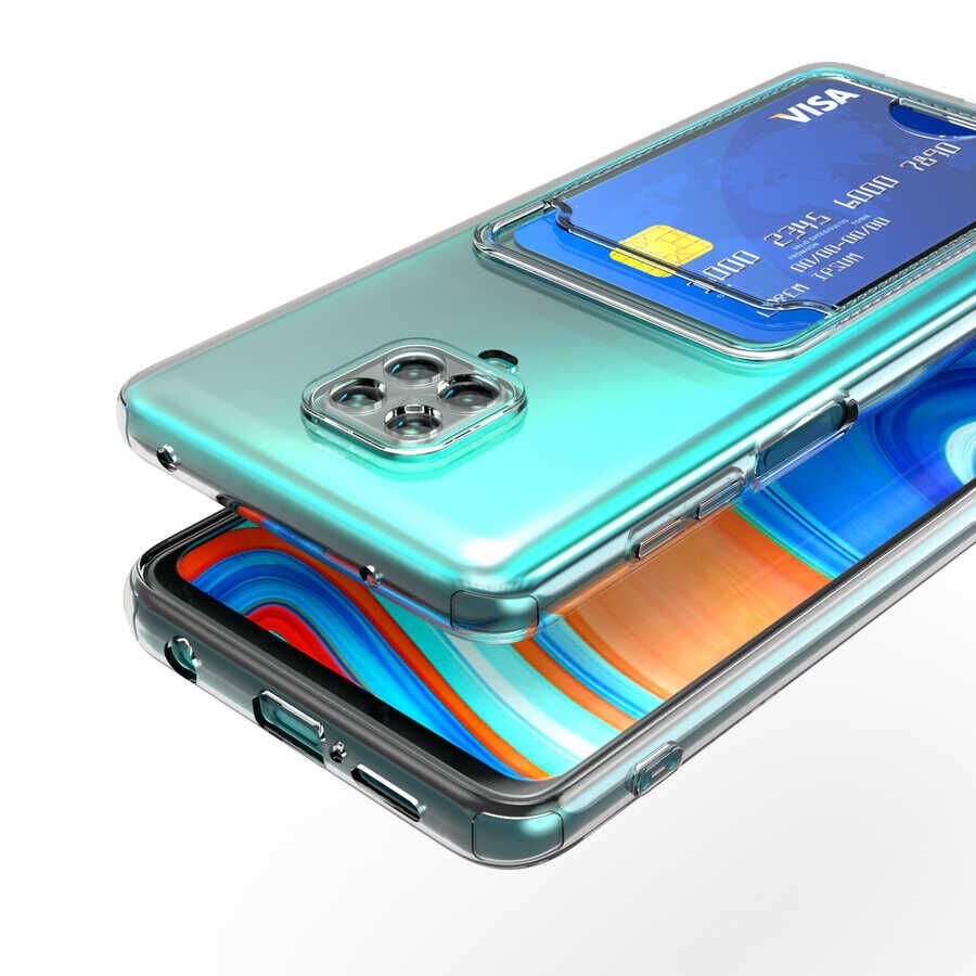 Xiaomi Redmi Note 9 Pro Kılıf Kartlıklı Şeffaf HEPTEKİLETİŞİM Setra Clear Silikon Kapak