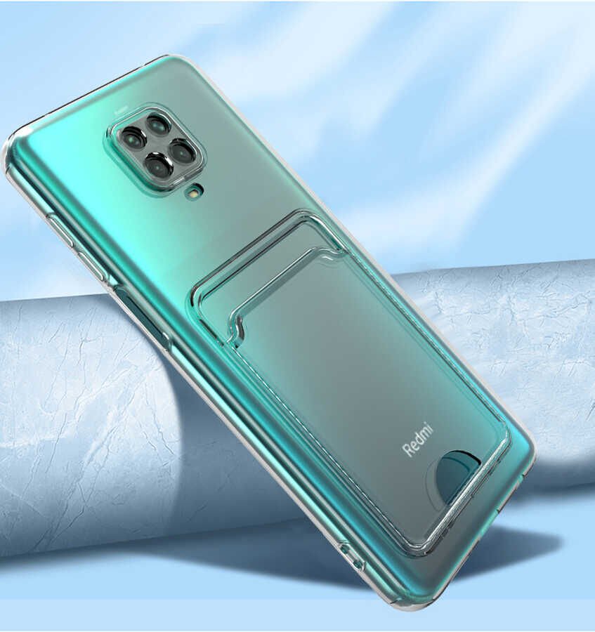 Xiaomi Redmi Note 9 Pro Kılıf Kartlıklı Şeffaf HEPTEKİLETİŞİM Setra Clear Silikon Kapak
