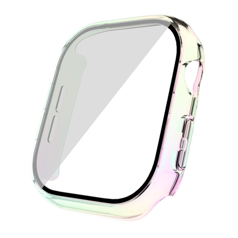 Apple Watch 10 46mm Sert PC Kasa Electroplatink Çerçeveli Ekran Koruyucu (Gard 36) Şeffaf