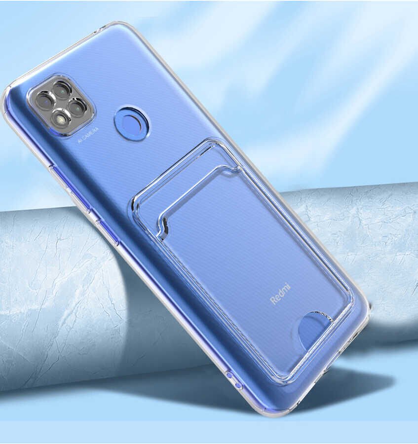 Xiaomi Redmi 9C Kılıf Kartlıklı Şeffaf HEPTEKİLETİŞİM Setra Clear Silikon Kapak