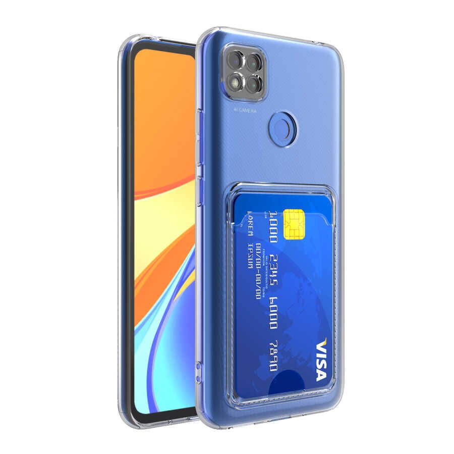 Xiaomi Redmi 9C Kılıf Kartlıklı Şeffaf HEPTEKİLETİŞİM Setra Clear Silikon Kapak