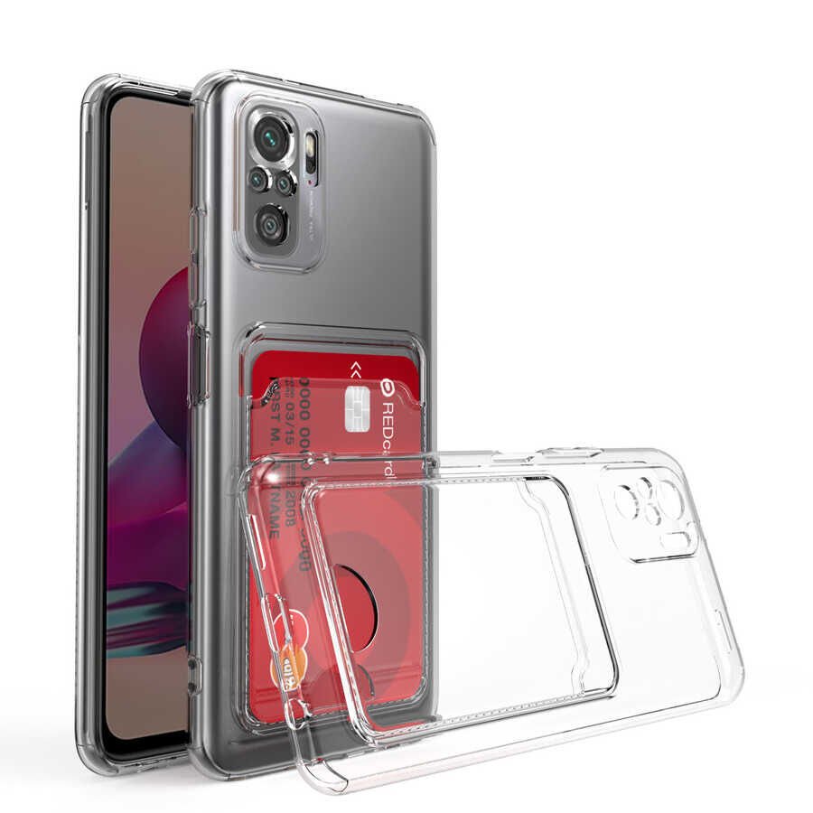 Xiaomi Redmi Note 10 Kılıf Kartlıklı Şeffaf HEPTEKİLETİŞİM Setra Clear Silikon Kapak