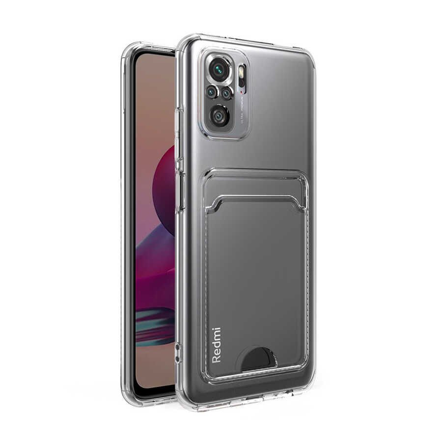 Xiaomi Redmi Note 10S Kılıf Kartlıklı Şeffaf HEPTEKİLETİŞİM Setra Clear Silikon Kapak