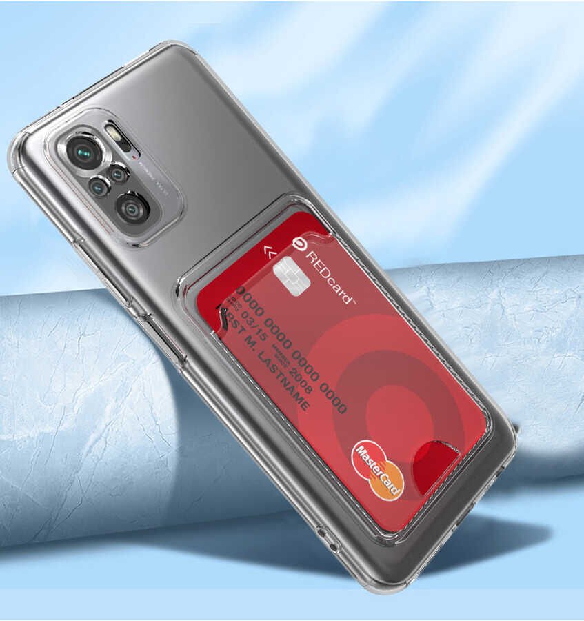 Xiaomi Redmi Note 10S Kılıf Kartlıklı Şeffaf HEPTEKİLETİŞİM Setra Clear Silikon Kapak