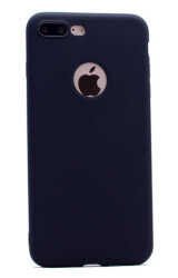Apple  iPhone 7 Plus Kılıf Yumuşak Dokulu Soft Esnek İnce Mat Renkli Silikon Kapak (PREMİER) Saks Mavi