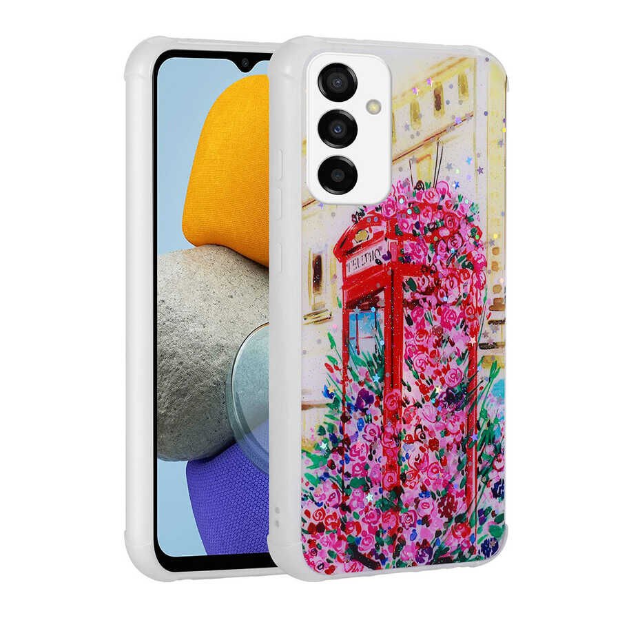 Samsung Galaxy M23 Kılıf Simli Desenli Köşe Kamera Korumalı Darbe Emici Silikon Kapak (Popy) Kulübe