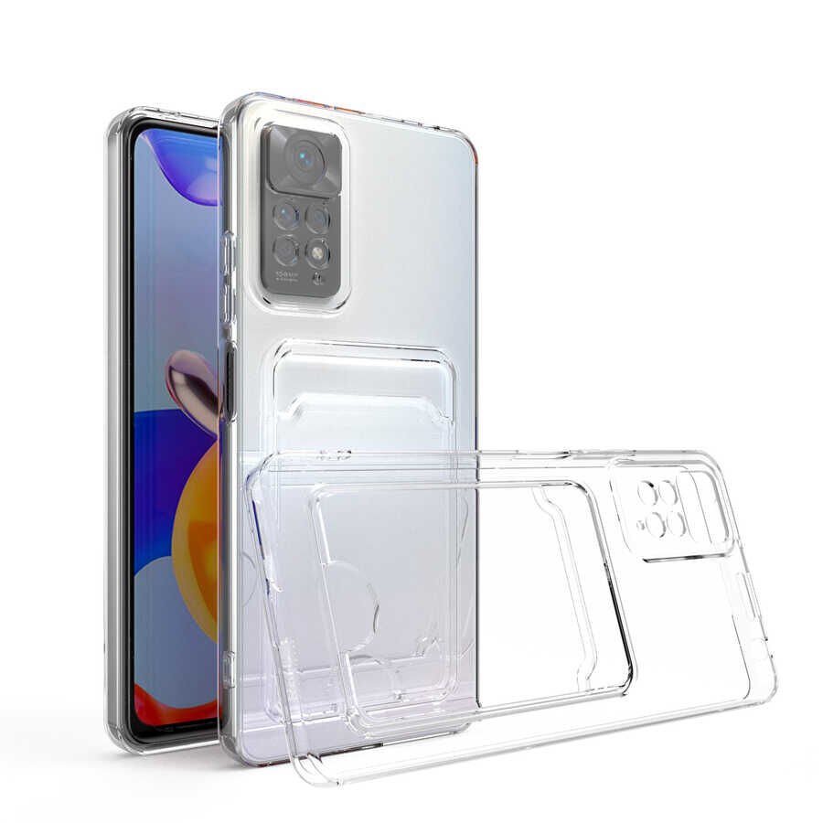 Xiaomi Redmi Note 11S Global Kılıf Kartlıklı Şeffaf HEPTEKİLETİŞİM Setra Clear Silikon Kapak
