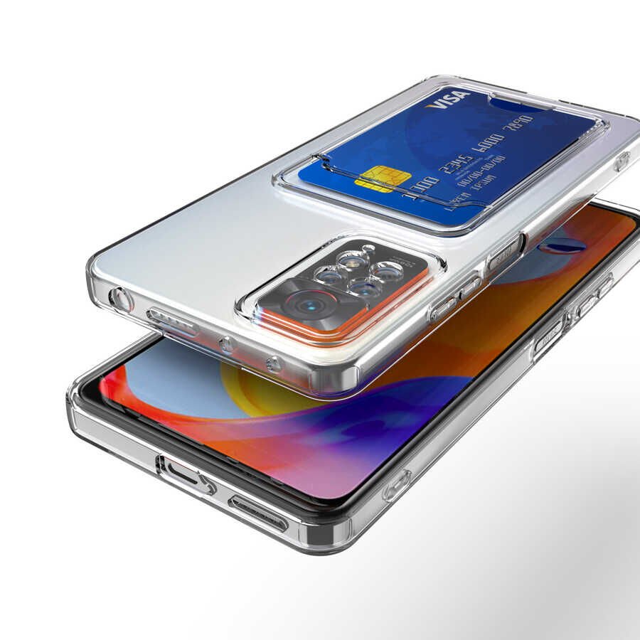 Xiaomi Redmi Note 11S Global Kılıf Kartlıklı Şeffaf HEPTEKİLETİŞİM Setra Clear Silikon Kapak