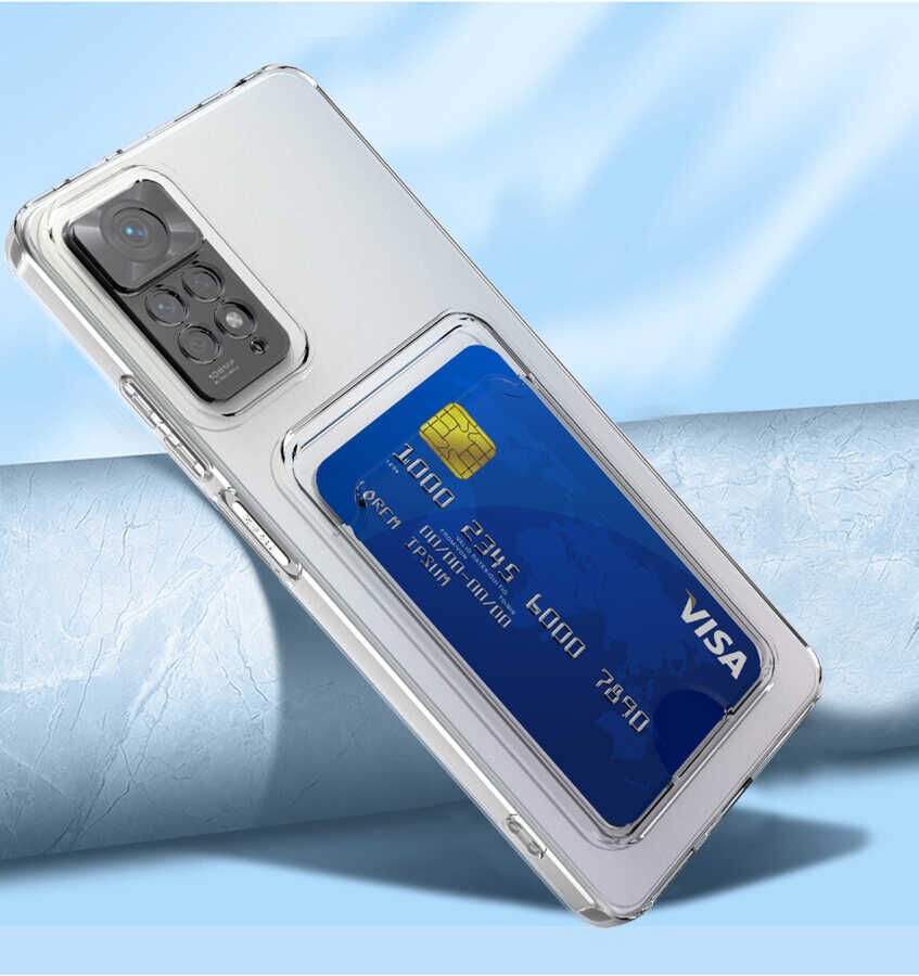 Xiaomi Redmi Note 11S Global Kılıf Kartlıklı Şeffaf HEPTEKİLETİŞİM Setra Clear Silikon Kapak