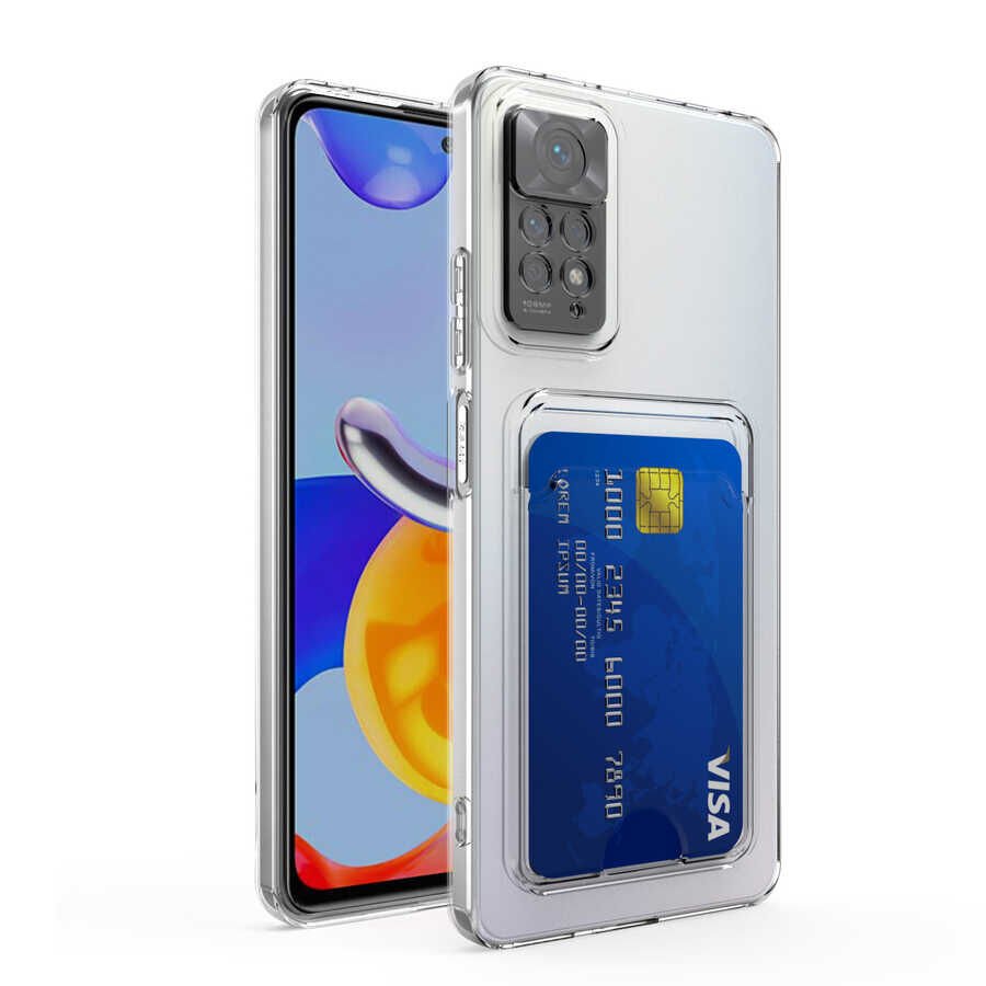 Xiaomi Redmi Note 11S Global Kılıf Kartlıklı Şeffaf HEPTEKİLETİŞİM Setra Clear Silikon Kapak