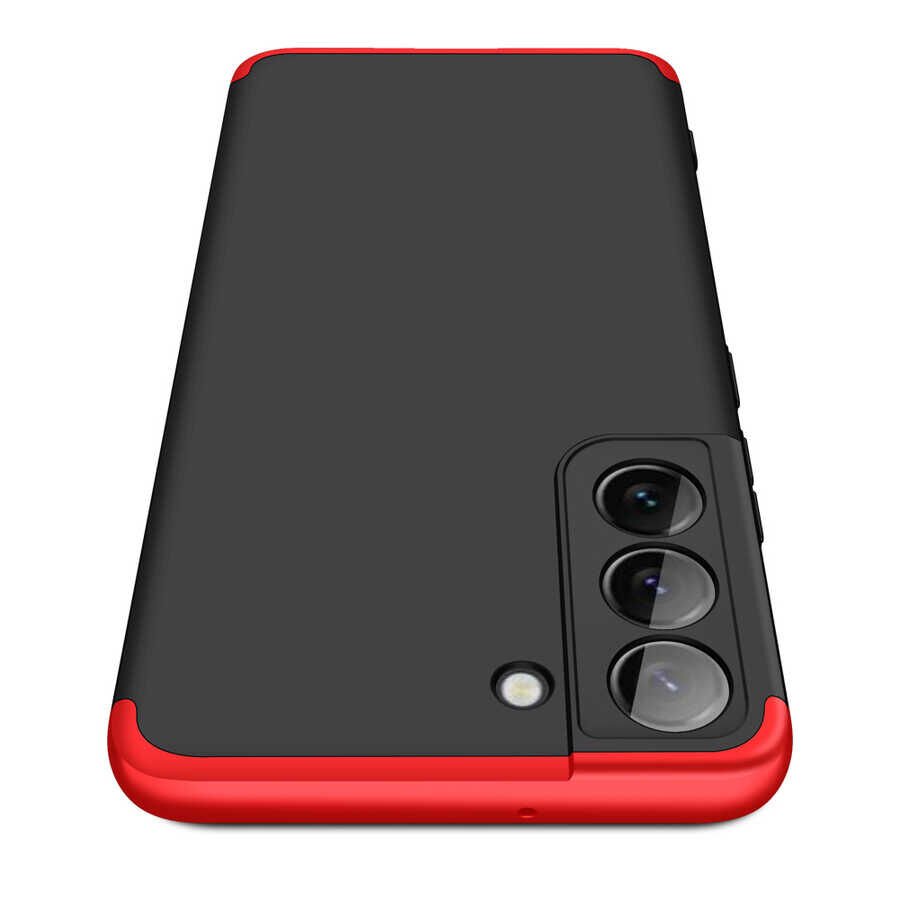 Samsung Galaxy S22 Plus Kılıf 360 Tam Koruma Ön Ve Arka Sert Mika Kapak Orjinal Ays Gkk Kapak Siyah-Gri