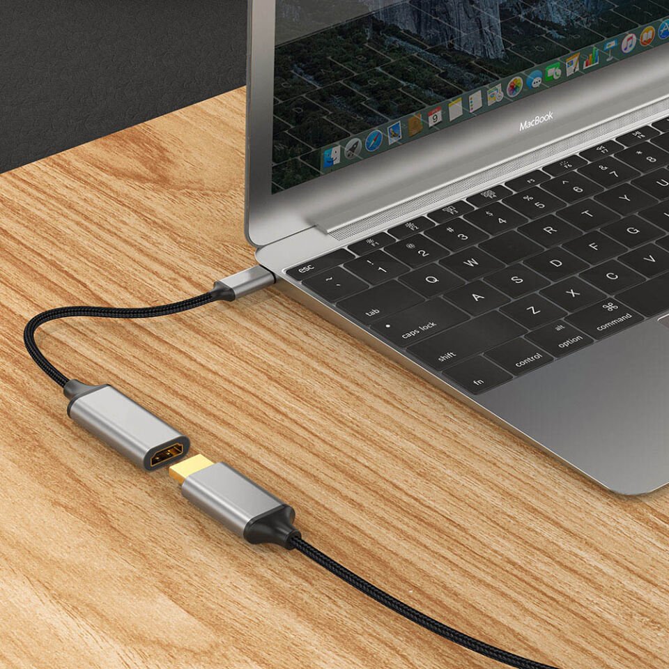 QG05 8K 60 Hz Görüntü Kalitesi Type-C to HDMI Dönüştürücü 15cm Gümüş