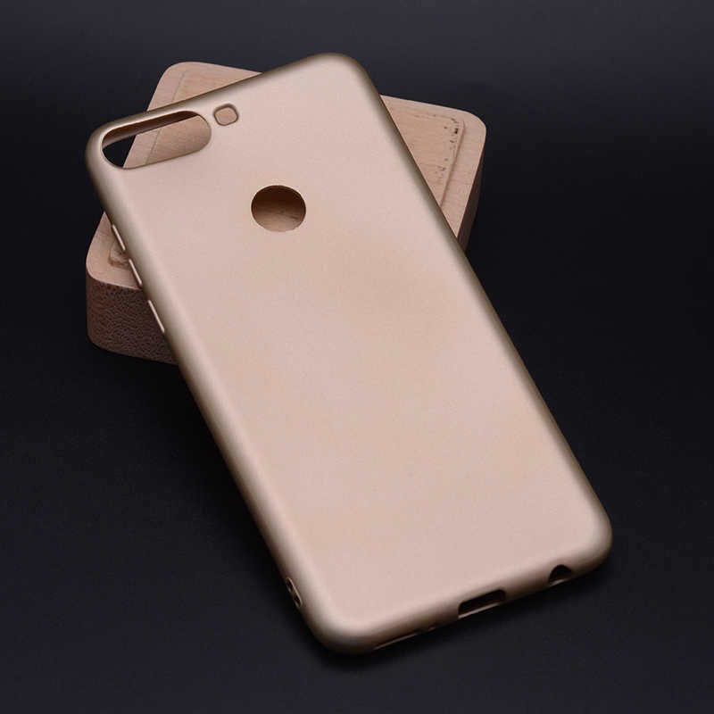 Huawei Y7 2018 Kılıf Yumuşak Dokulu Soft Esnek İnce Mat Renkli Silikon Kapak (PREMİER) Gold