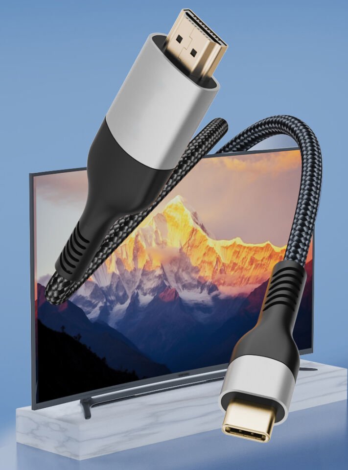 QG06 8K 60 Hz Görüntü Kalitesi Type-C to HDMI Kablo 1.8M Gri