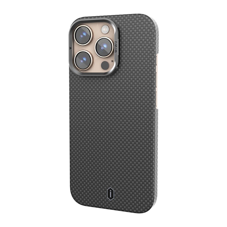 Apple iPhone 16 Pro Kılıf Wiwu DCC-208 Magsafe Şarj Özellikli Kamera Standlı Aramid Fiber Tasarım Kevlar Kapak