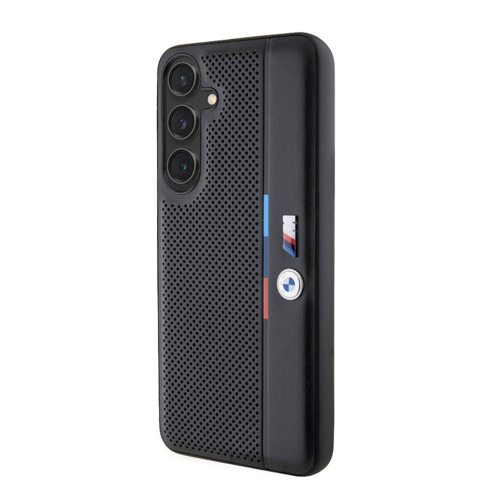 Samsung Galaxy S24 Plus Kılıf BMW Orjinal Lisanslı M Logolu Üç Renk Çizgili Delikli Detail Line Kapak