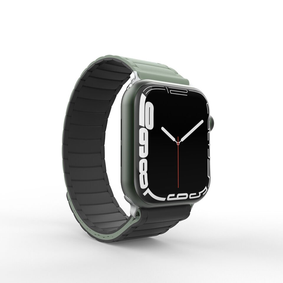 Apple Watch 10 42mm Silikon Kordon Strap Kayış Estetik Tasarımlı (KRD-122) Gri-Yeşil