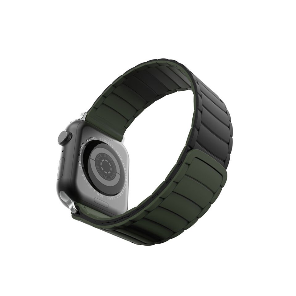 Apple Watch 10 42mm Silikon Kordon Strap Kayış Estetik Tasarımlı (KRD-122) Gri-Yeşil
