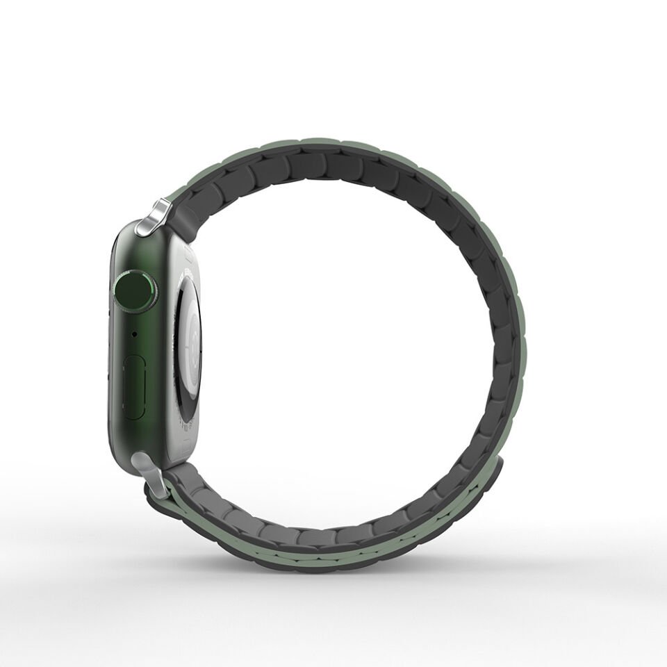 Apple Watch 10 42mm Silikon Kordon Strap Kayış Estetik Tasarımlı (KRD-122) Gri-Yeşil