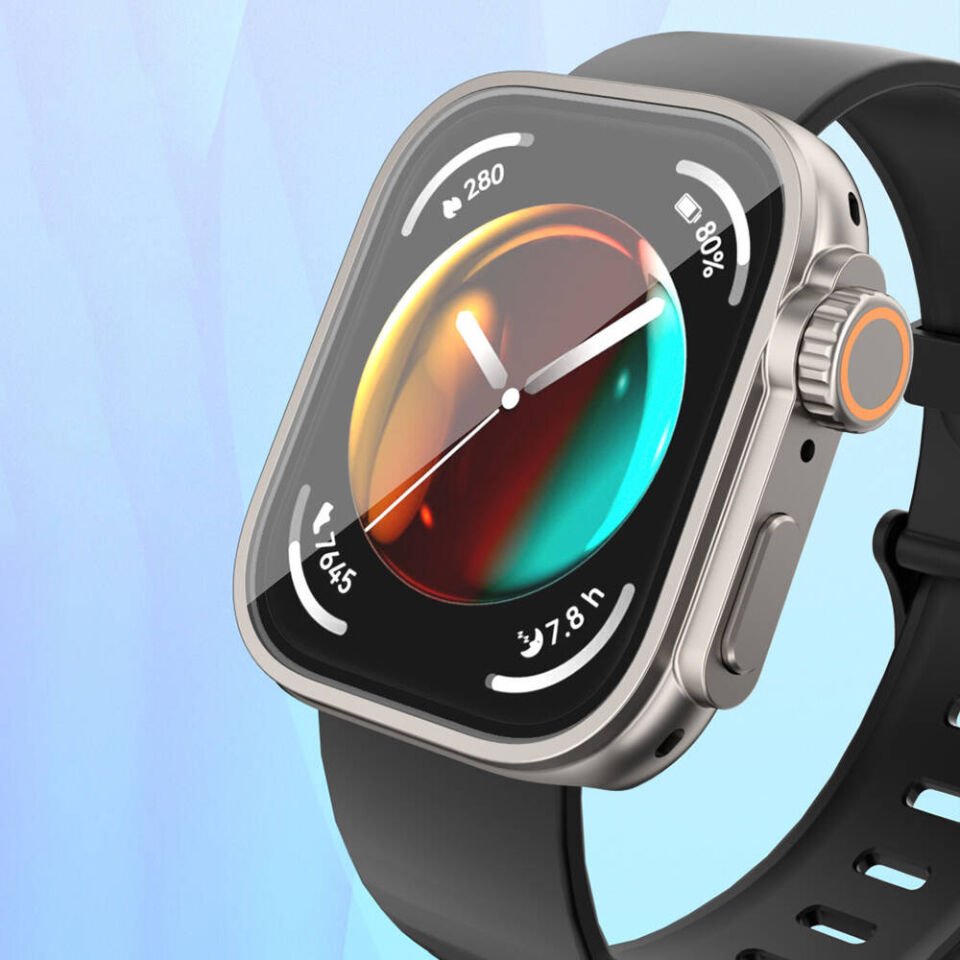 Huawei Watch Fit 3 to Apple Watch Ultra 49mm Kasa Dönüştürücü ve Ekran Koruyucu (Gard 33) Lacivert
