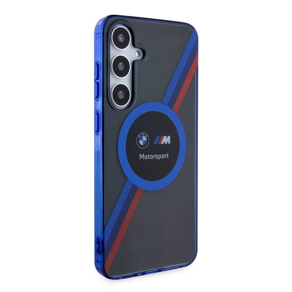 Samsung Galaxy S24 Kılıf BMW Orjinal Lisanslı M Logolu Üç Renk Çizgili Motorsport Circle Kapak