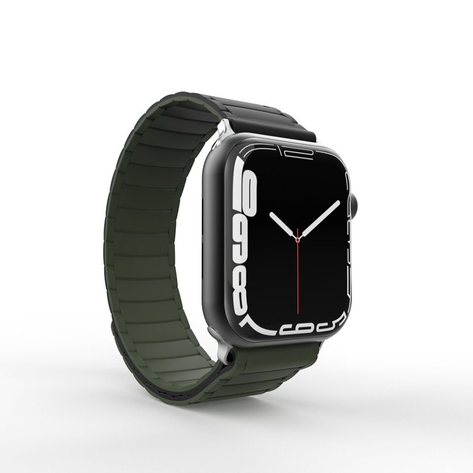 Apple Watch 10 42mm Silikon Kordon Strap Kayış Estetik Tasarımlı (KRD-122) Siyah-Yeşil