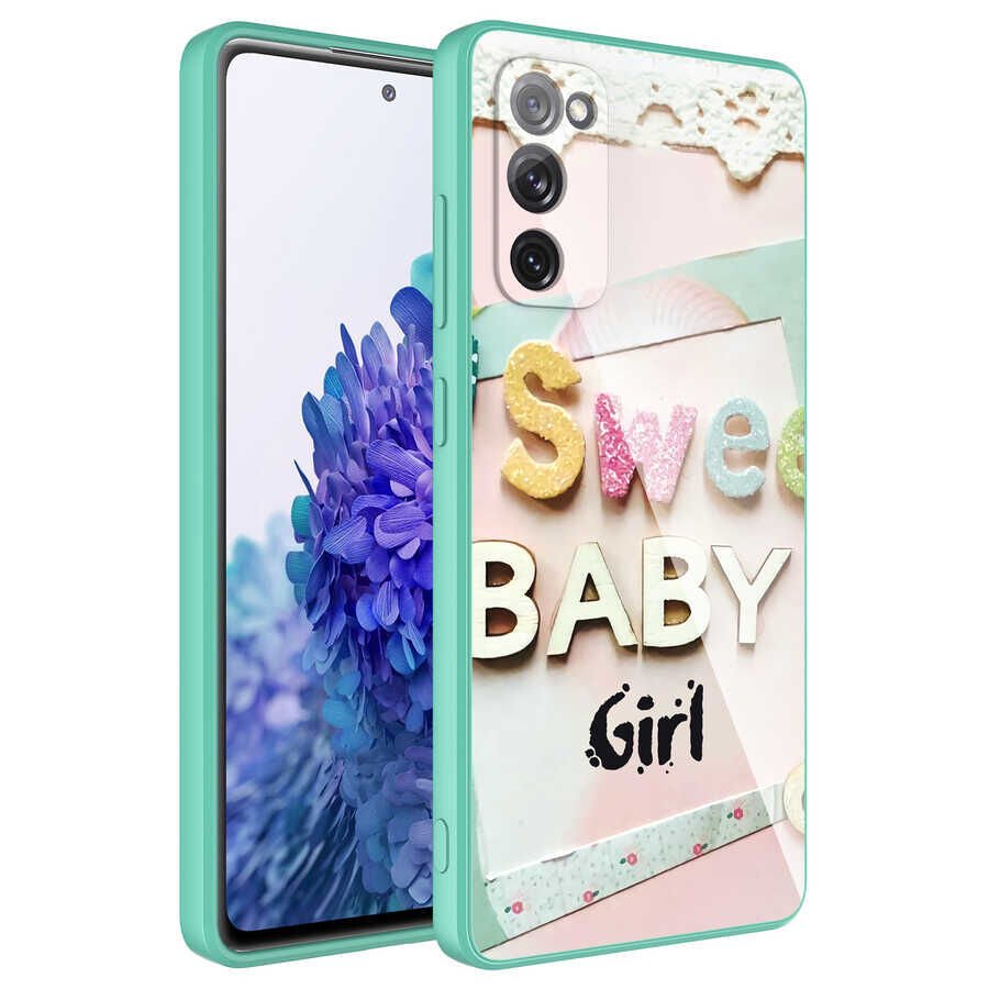 Samsung Galaxy S20 FE Kılıf Kamera Korumalı Bulut Desenli Renkli Sert Parlak Silikon Kapak (Epoksi) NO5