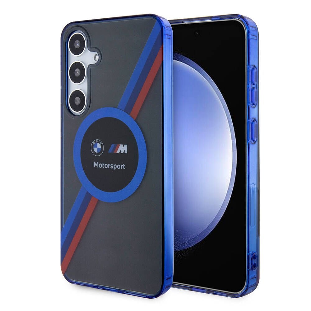 Samsung Galaxy S24 Plus Kılıf BMW Orjinal Lisanslı M Logolu Üç Renk Çizgili Motorsport Circle Kapak