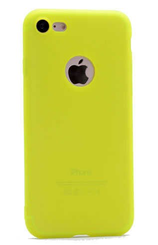Apple  iPhone 7 Kılıf Yumuşak Dokulu Soft Esnek İnce Mat Renkli Silikon Kapak (PREMİER) Gold
