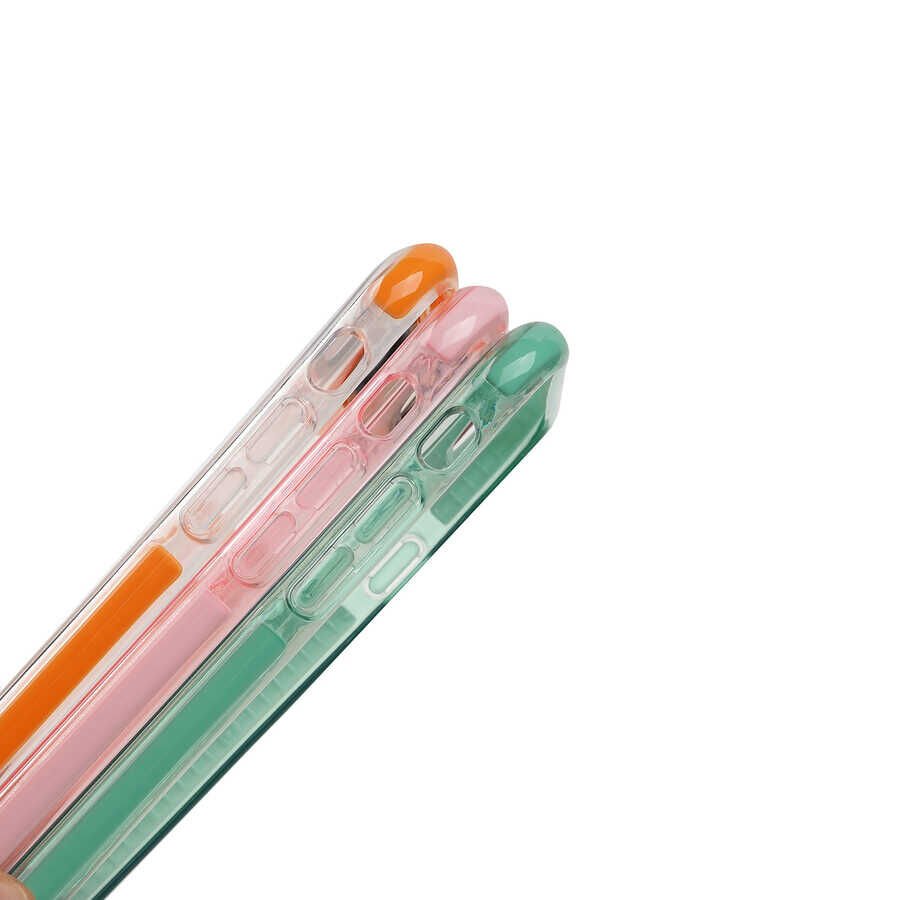 Apple  iPhone 7 Plus Kılıf Renkli Transparan Renkli Parlak Kapak (PUNTO) Turuncu