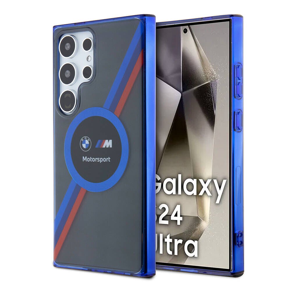 Samsung Galaxy S24 Ultra Kılıf BMW Orjinal Lisanslı M Logolu Üç Renk Çizgili Motorsport Circle Kapak