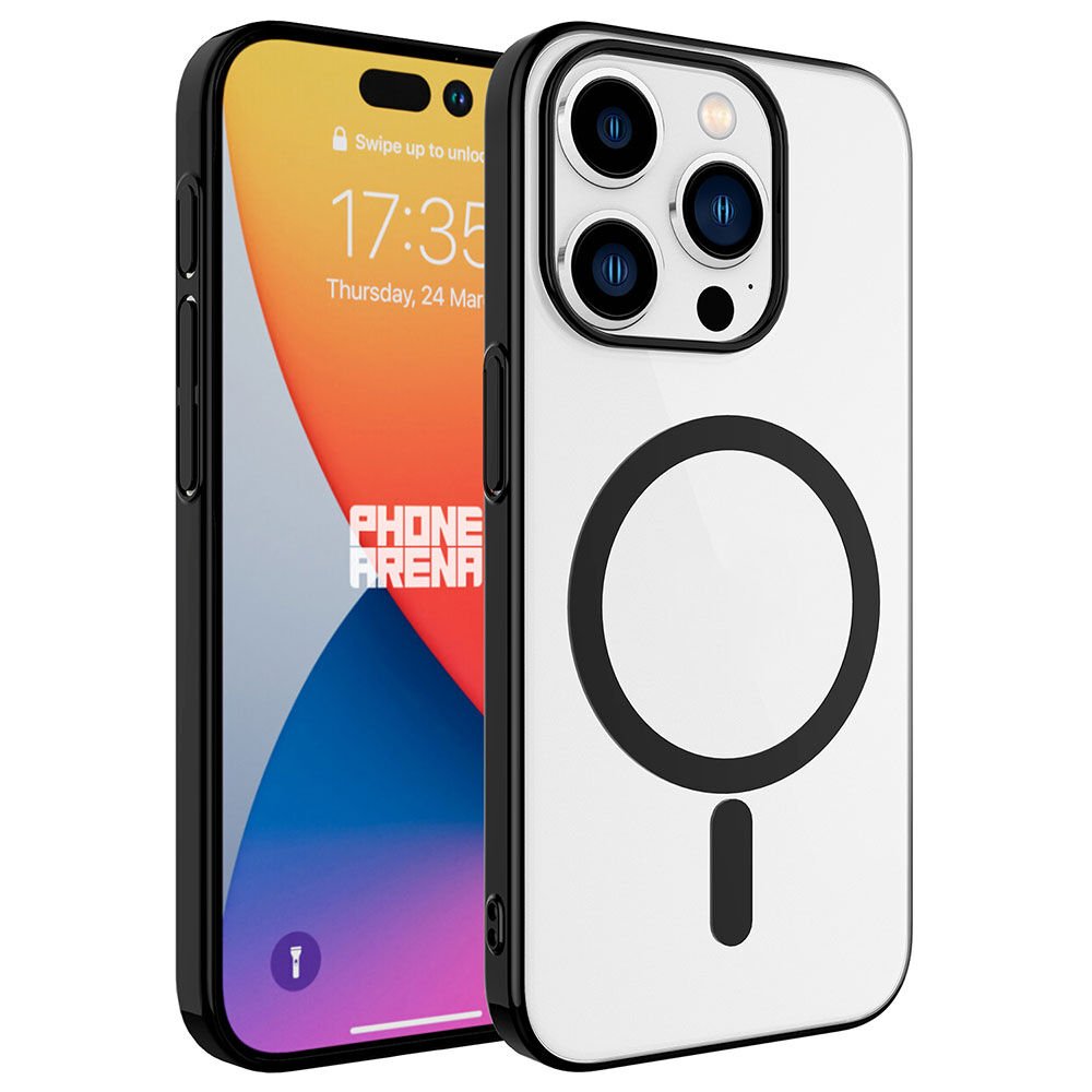 iPhone 15 Pro Kılıf Kamera Çıkıntılı Darbe Emici Kenarları Renkli Sert Magsafe Kapak (pixel-mag) Siyah