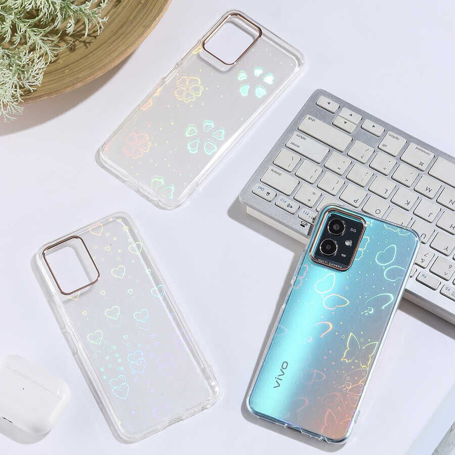 Vivo Y33S Kılıf Renkli Transparan Parlak Desenli Sert Kapak (SİDNEY) Butterfly No2