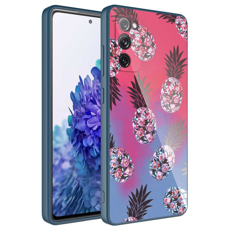 Samsung Galaxy S20 FE Kılıf Kamera Korumalı Bulut Desenli Renkli Sert Parlak Silikon Kapak (Epoksi) NO3