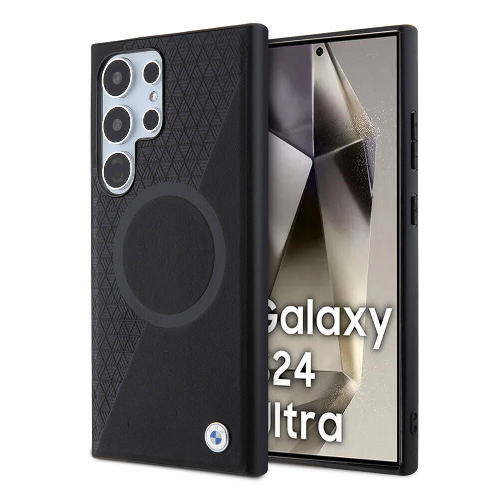Samsung Galaxy S24 Ultra Kılıf BMW Orjinal Lisanslı Magsafe Şarj Özellikli Yarım Dokulu Circle Leather Kapak