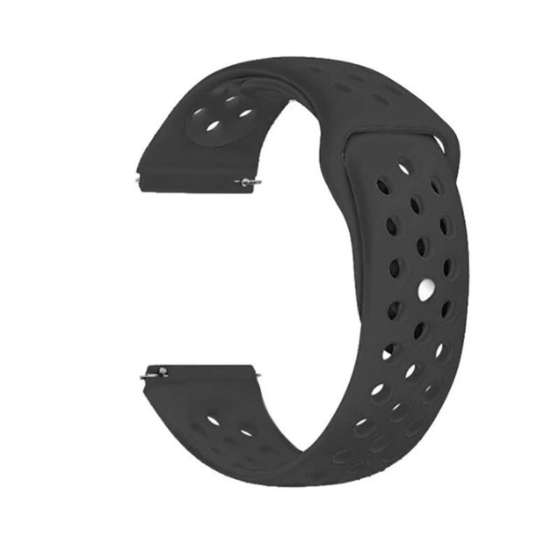 Gear S3 22mm Silikon Kordon Kayış Tasarım (KRD-02) Siyah