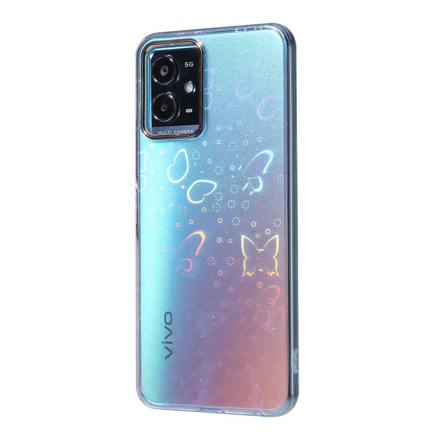 Vivo Y21S Kılıf Renkli Transparan Parlak Desenli Sert Kapak (SİDNEY) Flower No3