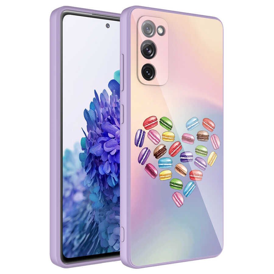 Samsung Galaxy S20 FE Kılıf Kamera Korumalı Bulut Desenli Renkli Sert Parlak Silikon Kapak (Epoksi) NO1