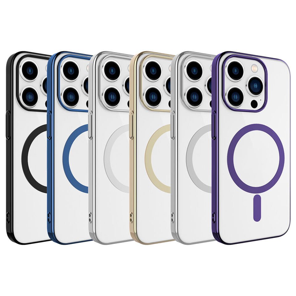 iPhone 15 Pro Kılıf Kamera Çıkıntılı Darbe Emici Kenarları Renkli Sert Magsafe Kapak (pixel-mag) Koyu Gri