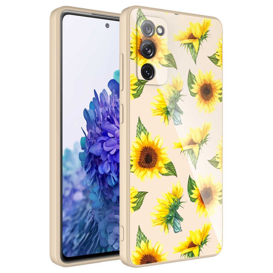 Samsung Galaxy S20 FE Kılıf Kamera Korumalı Bulut Desenli Renkli Sert Parlak Silikon Kapak (Epoksi) NO2
