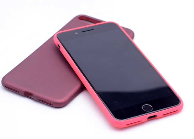 Apple  iPhone 8 Plus Kılıf Yumuşak Dokulu Soft Esnek İnce Mat Renkli Silikon Kapak (PREMİER) Mor
