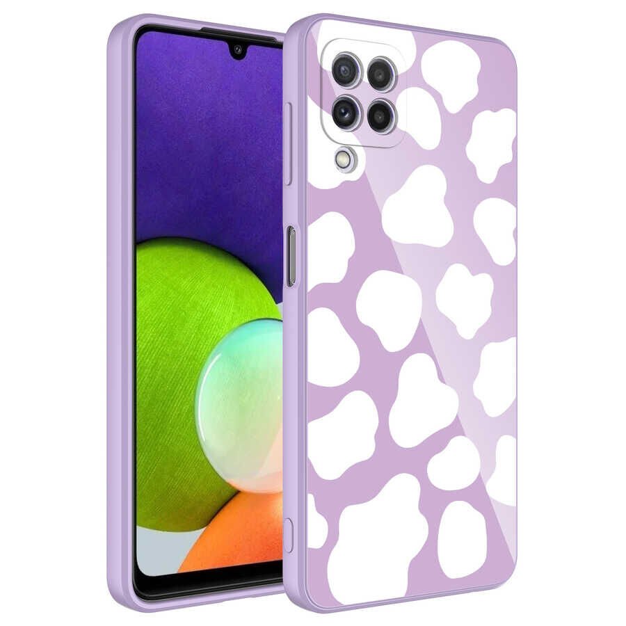 Samsung Galaxy A22 4G Kılıf Kamera Korumalı Bulut Desenli Renkli Sert Parlak Silikon Kapak (Epoksi) NO6