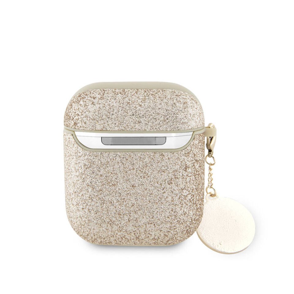 Apple Airpods Kılıf Guess Orjinal Lisanslı Glitter Elmas Kalp Süs Zincirli Kapak