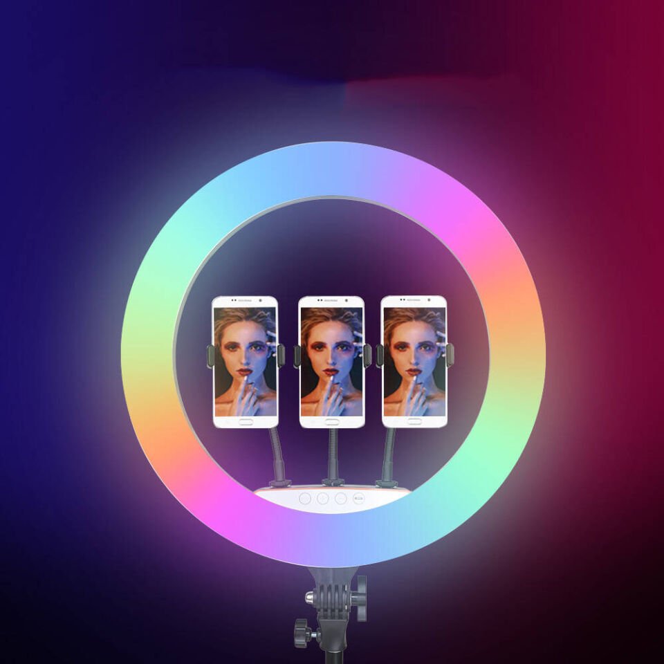Tripod Telefon Tutucu Ring Light RGB Light 56cm Işıklı (heptek) Siyah