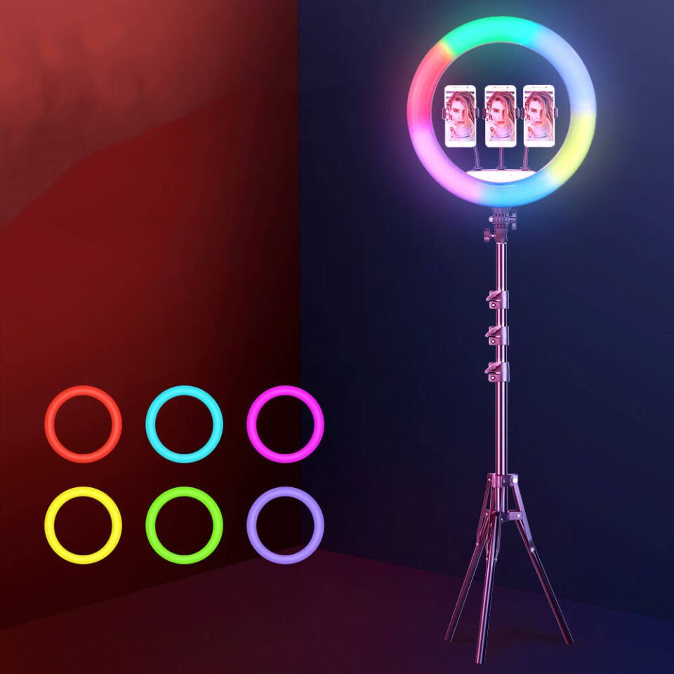 Tripod Telefon Tutucu Ring Light RGB Light 56cm Işıklı (heptek) Siyah