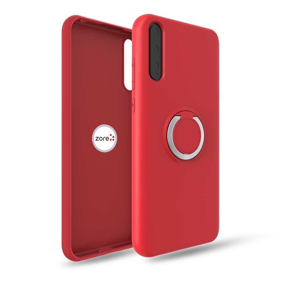 Huawei P Smart S (Y8P) Kılıf Mat Pastel Renkli Ultra İnce Yüzüklü Yumuşak Silikon Kapak (Plex) Kırmızı