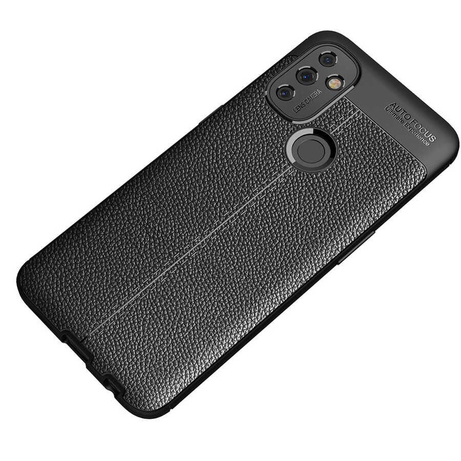 One Plus Nord N100 Kılıf Deri Görünümlü Renk Atmayan Dayanaklı Silikon Kapak (NİSS) Lacivert