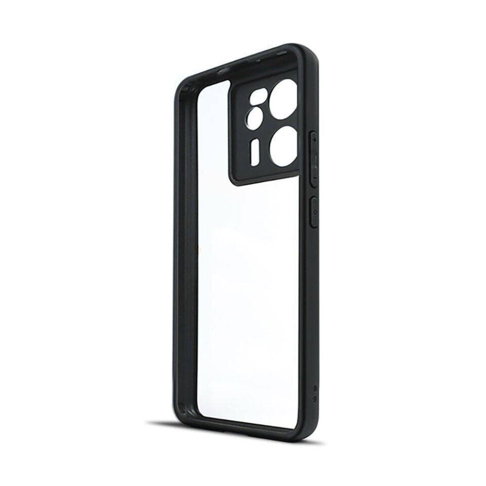 Xiaomi Mi 13T Kılıf Şeffaf Sırt Güçlendirilmiş Silikon Kenar Armor Kapak (ROLL) Siyah