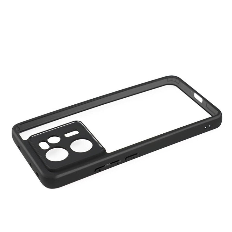 Xiaomi Mi 13T Kılıf Şeffaf Sırt Güçlendirilmiş Silikon Kenar Armor Kapak (ROLL) Siyah