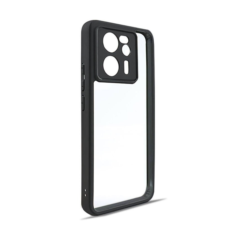 Xiaomi Mi 13T Kılıf Şeffaf Sırt Güçlendirilmiş Silikon Kenar Armor Kapak (ROLL) Siyah